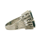 Vintage Solid 14kt White Gold Antique Diamond and Green Tourmaline Cocktail Ring Size 9