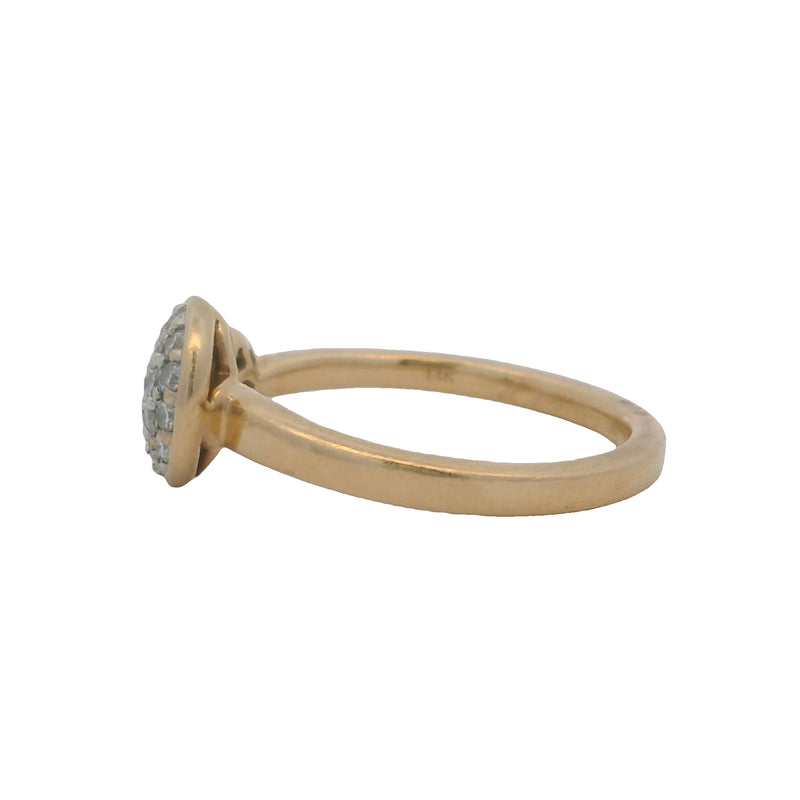 Just Perfect Solid 14kt Yellow Gold Diamond Cluster Small and Large Circle Wrap Fashion Ring Size 6