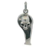 c2004 925 Sterling Silver Large 1.7" Long Whistle With Skulls Gothic Font Necklace Pendant