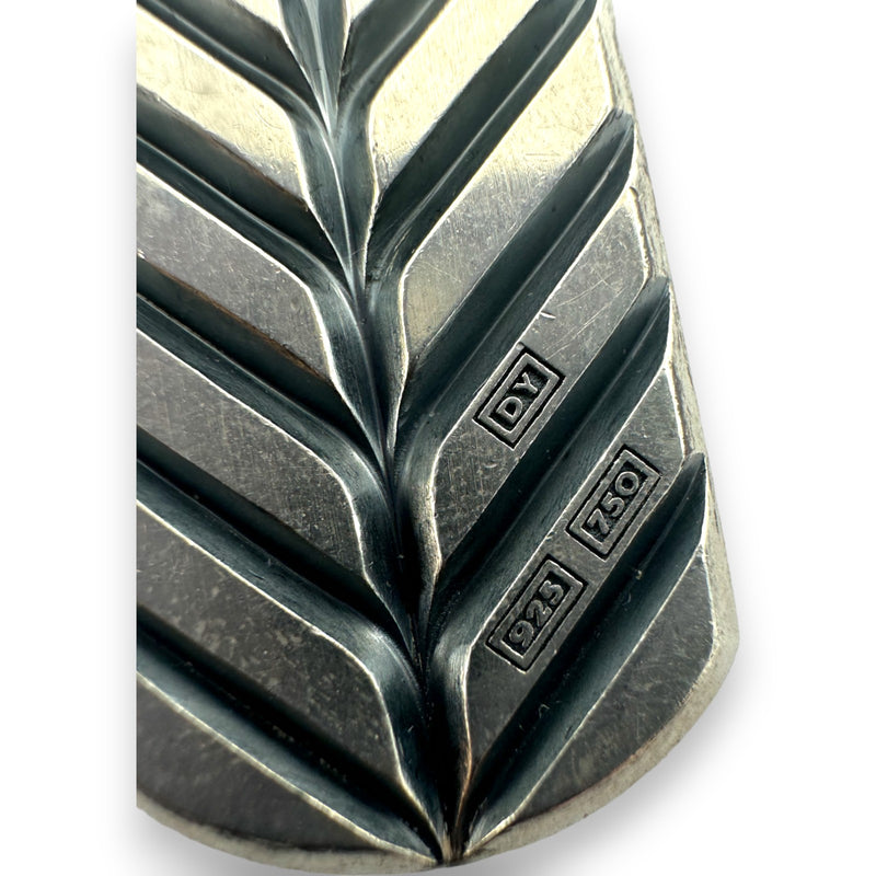 David Yurman 925 Sterling Silver and 18kt Gold Reversible Chevron Dog Tag Pendant Charm