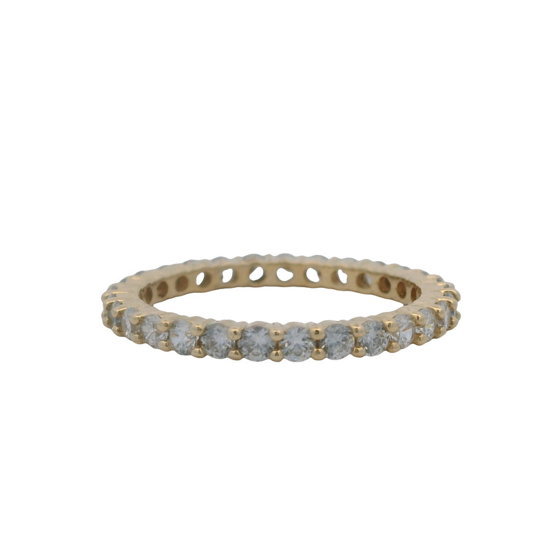 Anillo de eternidad de oro amarillo macizo de 14 kt y circonita cúbica, talla 6