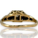 Antique 1930s Art Deco 14kt Yellow and 18kt White Gold Diamond Solitaire Ring with Shoulder Details Size 6.5