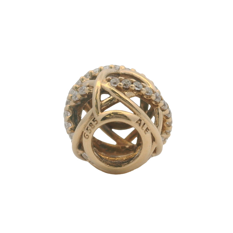 Pandora Solid 14kt Yellow Gold and CZ Galaxy Openwork Bead Spacer Charm