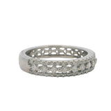 Solid 14kt White Gold and Alternating Round and Radiant Cut Diamonds Alternating Band Ring Size 7