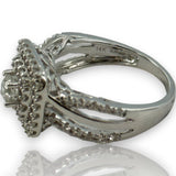 Simply Vera Vera Wang 14kt White Gold Double Halo Diamond Engagement Ring with Diamond Crossover Band Size 7