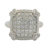 Judith Ripka Vintage 925 Sterling Silver CZ Large Cluster Cocktail Ring Size 6