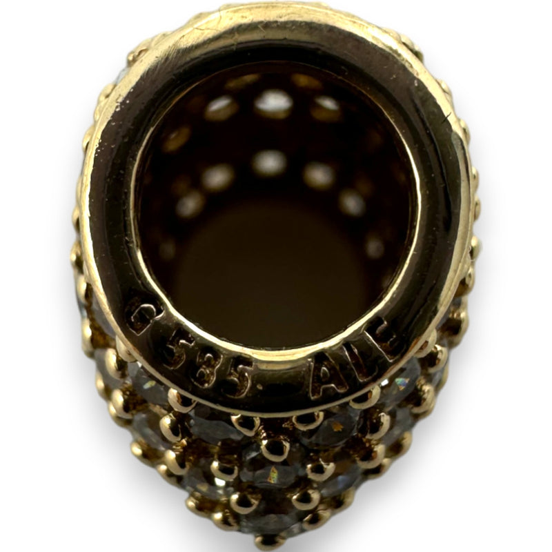 Charm Pandora de oro amarillo macizo de 14 kt con corazón pavé y circonitas cúbicas (ALE 585)