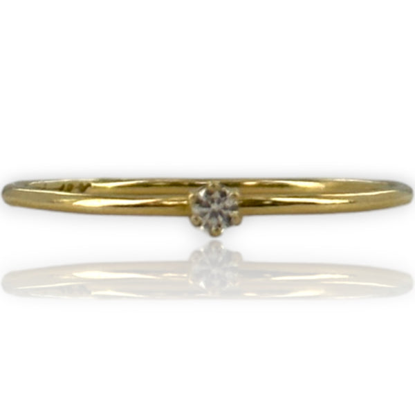 Satomi Kawakita 18kt Yellow Gold Baby White Diamond Solitaire Ring Size 6