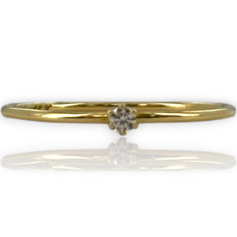 Satomi Kawakita 18kt Yellow Gold Baby White Diamond Solitaire Ring Size 6