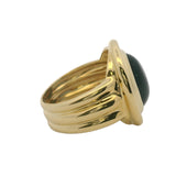Vintage Solid 18kt Yellow Gold and Cabochon Blue Topaz Cocktail Ring Size 5.5