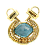 Vintage 18kt Yellow Gold Natural Blue Spinel and 1.06ctw Diamond Large Pendant