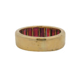Solid 18kt Yellow Gold and Emerald-Cut Almandine Garnet Half-Eternity 6.3mm Wide Band Ring Size 6