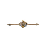 Antique Victorian14kt Rose Gold Enamel and Old Mine Diamond Flower Brooch