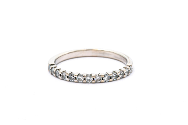 Stackable 2mm Round Brilliant Diamond 14k 585 White Gold Band Ring Size 7.5