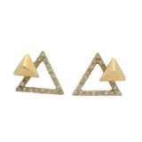 Ken Thompson 14kt Yellow Gold and Diamond Double Triangle Stud Earrings