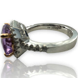 Parade Jewelry Cocktail 18kt White Gold Amethyst Diamond Halo Ring Size 5