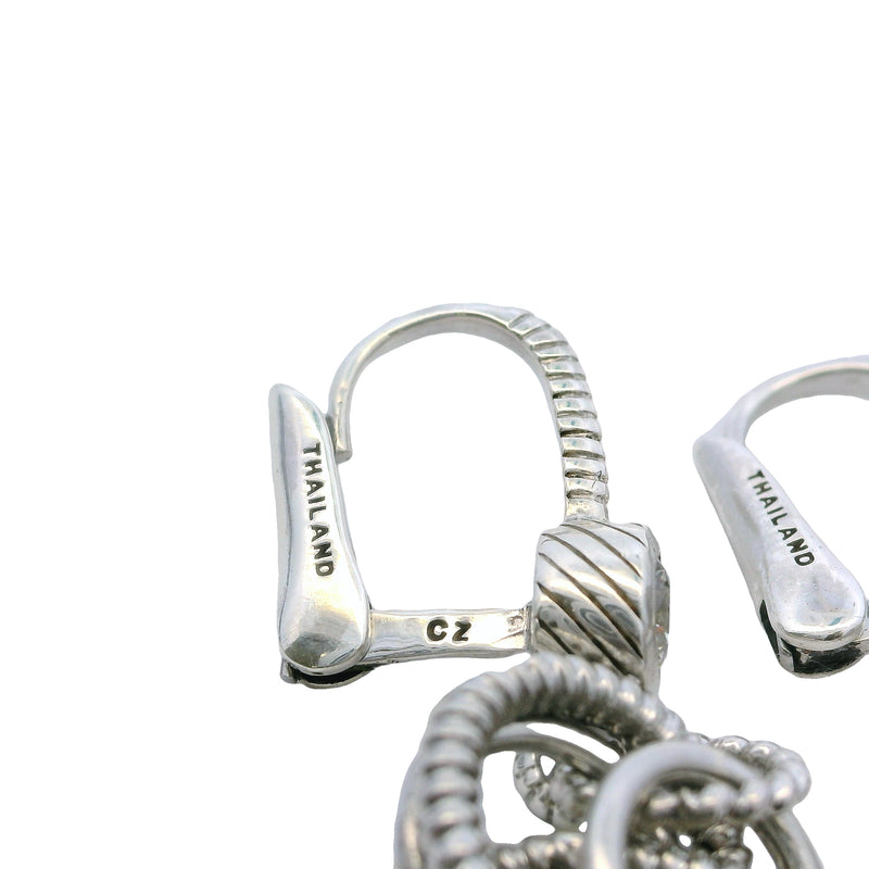 Judith Ripka 925 Sterling Silver and CZ Triple Circle Lever Back Drop/Dangle Earrings