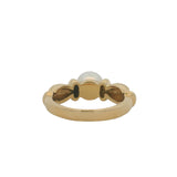 Vintage Tiffany & Co Solid 18kt Yellow Gold Pearl Solitaire Scalloped Band Ring Size 5.5