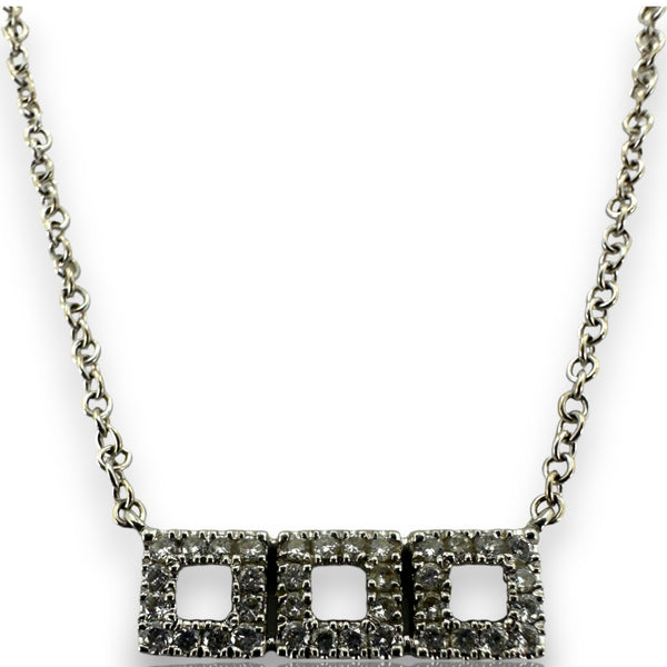 Dana Rebecca Designs 14kt White Gold and Diamond 3 Square Split-Chain Pendant 16" Necklace