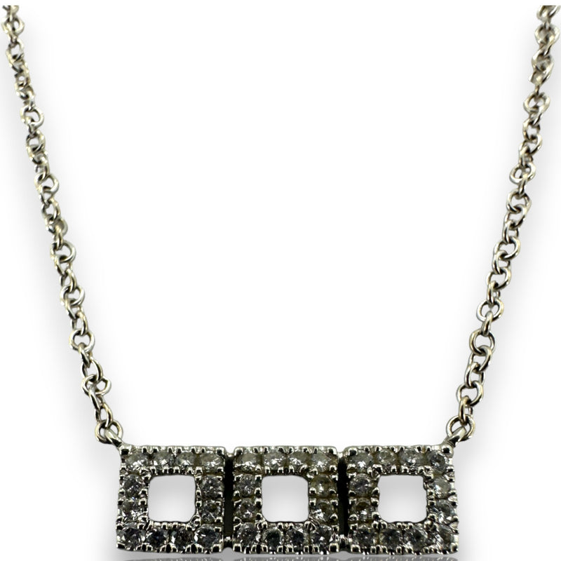 Dana Rebecca Designs 14kt White Gold and Diamond 3 Square Split-Chain Pendant 16" Necklace