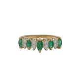 Cardow Jewelry Alternating Marquis Emerald and Diamond 14kt Yellow Gold Ring Size 5.5