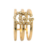 Gucci Italian Retired Solid 18kt Yellow Gold and Diamond GG Running Logo Ring Size 6