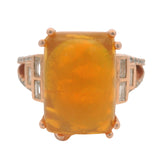 Retired EFFY Solid 14kt Rose Gold Pregnant Fire Opal and Diamond Cocktail Ring Size 7