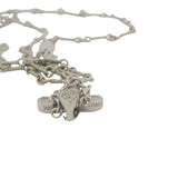 Rare Retired Gabriel & Co Solid 14kt White Gold and Diamond Fleur De Lis Pendant 16" Necklace