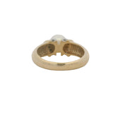 Vintage Solid 14kt Yellow Gold Akoya Pearl and Accent Diamonds Cocktail Ring Size 6.25