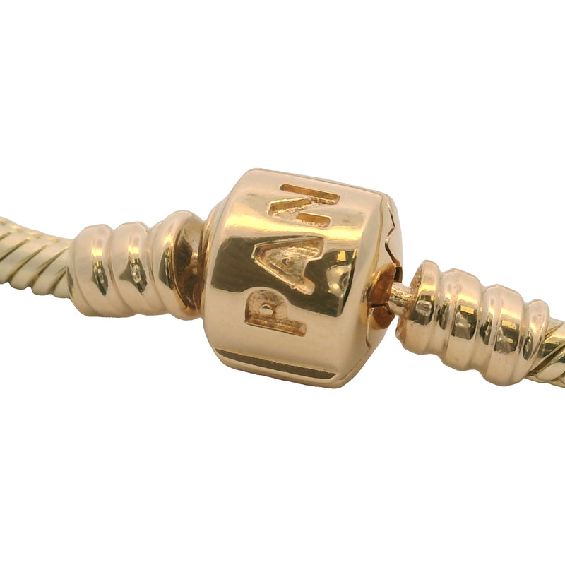 Pandora Moments 14kt Yellow Gold Snake Chain 7.25" Charm Bracelet with Cylinder Clasp