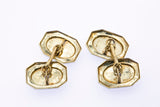 Antique 1920s Art Deco Diamond Estate Floral Octagon Cufflinks 14K 585 Yellow & White Gold Cuff Links