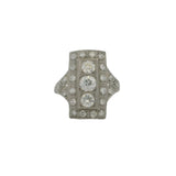 Antique Edwardian 1900-1915 Large Solid Platinum and Over 2.48ctw Diamonds Geometric Dinner Ring