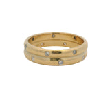 Solid 18kt Yellow Gold Double Band Flush Set Diamond Stacked Eternity Ring Size 9