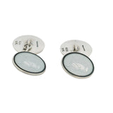 Tiffany & Co 925 Sterling Silver and Enamel Rare Blue Grasshopper Oval Cufflinks