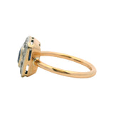 Antique 1890-1910s 14kt Yellow Gold Sapphire and Old Euro Diamond Halo Ring Size 5.5