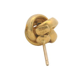 Vintage Solid 18kt Yellow Gold Italian Knot Stud Earrings Bezel Set Diamonds