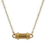 Retired Tiffany & Co Solid 18kt Yellow Gold Fluted Column Barrel Pendant Necklace 16"
