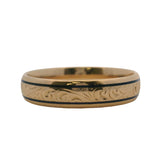 Vintage Post-1999 14kt Yellow Gold and Blue Enamel Scroll Victorian Style Band Ring Size 15