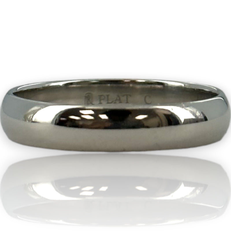 Domed Platinum Engagement Wedding Ring Stackable 4mm Band Size 8 Solid 950