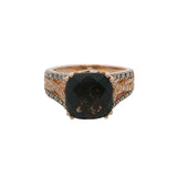 Le Vian Solid 14kt Rose Gold Checkerboard Smoky Quartz and Diamond Cocktail Ring Size 8