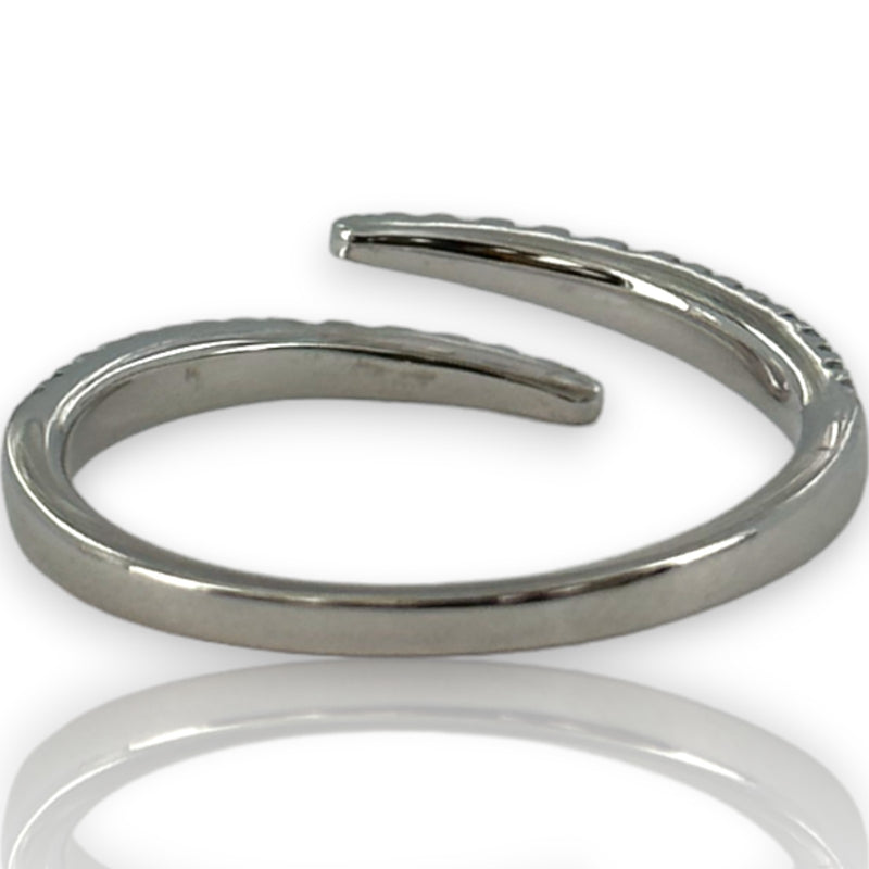 Diamond Spiral Wrap Accent Stacking Ring Size 6.75 14kt White Gold
