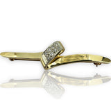 Skalet Vintage 1940-50s 14kt Yellow Gold and Diamond Ribbon Brooch