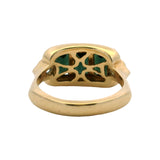 Vintage Solid 14kt Yellow Gold Green Tourmaline and Aquamarine Cocktail Ring Size 8