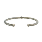 David Yurman 925 Sterling Silver Cable Flex Station Bracelet with Diamonds Size M 6.5