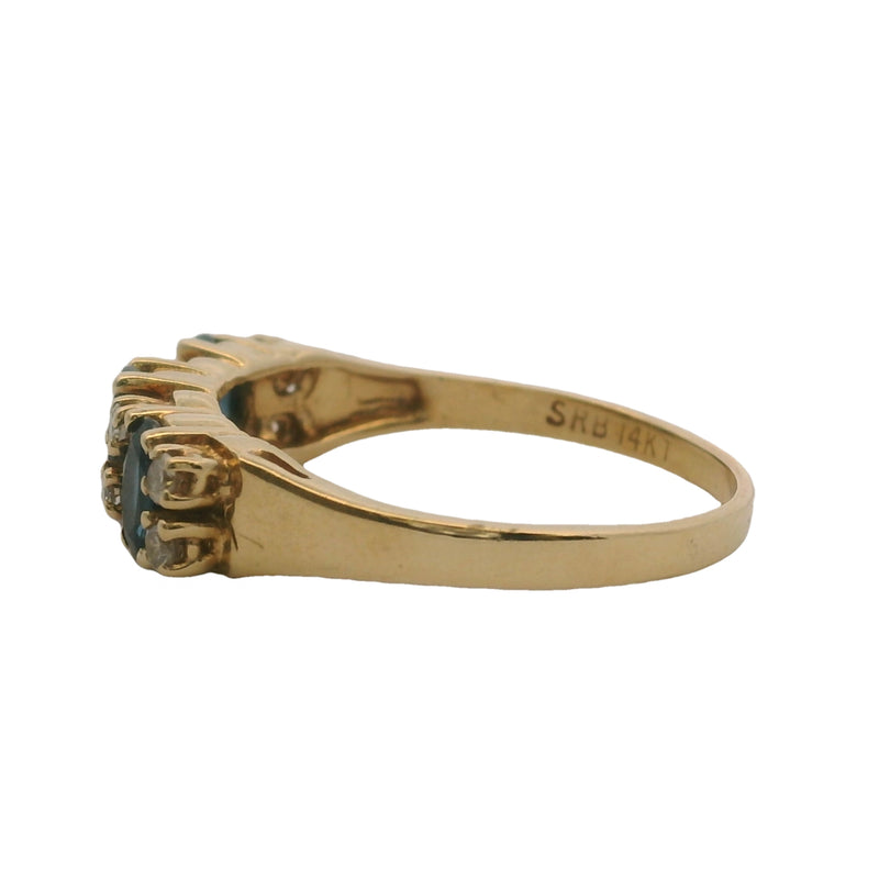 SRB 14kt Yellow Gold, Sapphire, and Diamond Accent Stackable Ring Size 8.5