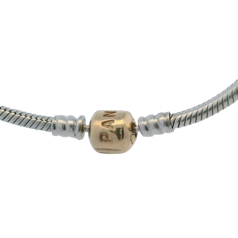 Pandora Moments 925 Sterling Silver Snake Chain with 14kt Yellow Gold Plated Clasp 8"