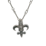Rare Retired Gabriel & Co Solid 14kt White Gold and Diamond Fleur De Lis Pendant 16" Necklace