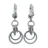 Judith Ripka 925 Sterling Silver and CZ Triple Circle Lever Back Drop/Dangle Earrings