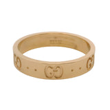 Gucci Solid 18kt Yellow Gold Icon Monogram Logo GG 4mm Band Ring Size 7