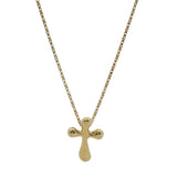 Vintage Solid 14kt Yellow Gold Puffy Liquid Cross Necklace with 18" Small Box Chain